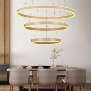 Fancy decoration acrylic led hanging chandelier with one/two/three ring round light lamp