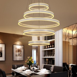 Fancy decoration acrylic led hanging chandelier with one/two/three ring round light lamp
