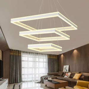 Luxury 3 layer double side lighting LED Acrylic   chandelier hanging with Rectangle shape
