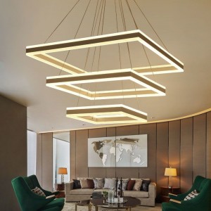 Luxury 3 layer double side lighting LED Acrylic   chandelier hanging with Rectangle shape