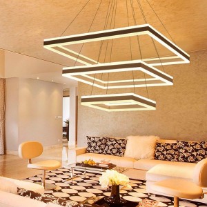 Luxury 3 layer double side lighting LED Acrylic   chandelier hanging with Rectangle shape