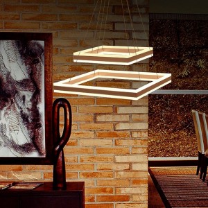 Luxury 3 layer double side lighting LED Acrylic   chandelier hanging with Rectangle shape