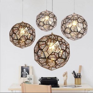 Fancy globular stainless steel craft hollow E27 chandelier pendant lighting