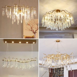 CE/ROHS/BIS/SAA/UL/ETL  luxury crystal fancy led suspended ceiling light without false ceiling