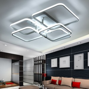 Creative European Restaurant Bedroom Living Room Four Squares LED Ceiling Lamp Big Chandelier for Home Hotel