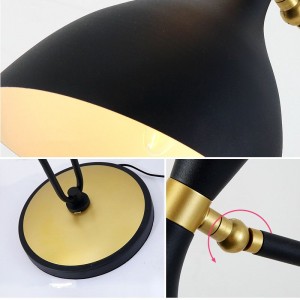 Modern decoration simple black iron reading light floor lamp for living room