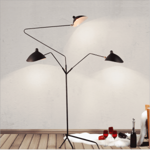 European modern wrought iron tripod one arm floor lamp for hotel