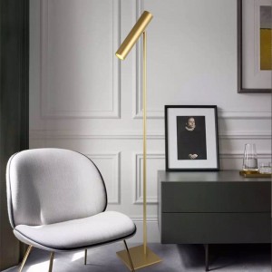 Post - modern simple design cylinder lamp Gold finished metal floor lamp
