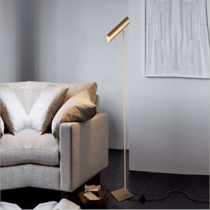 Post - modern simple design cylinder lamp Gold finished metal floor lamp