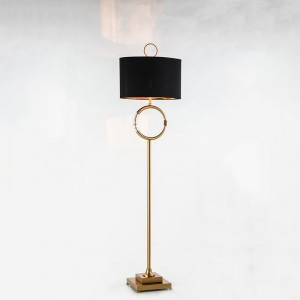 Cloth shade brass crystal floor standing lamp american style lamps for bedroom