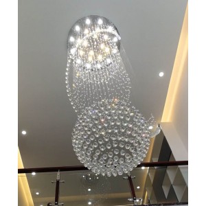 Chandelier Light Fixture Led Lamp Round Shape Crystal Drop K9 Ballroom Ball Modern Pendant Lighting
