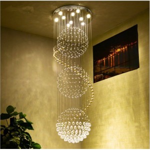 Chandelier Light Fixture Led Lamp Round Shape Crystal Drop K9 Ballroom Ball Modern Pendant Lighting