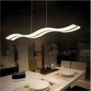 led modern wave acrylic/wood pendant light for dining room, living room