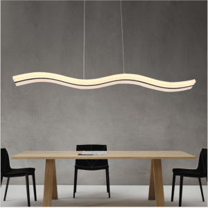 led modern wave acrylic/wood pendant light for dining room, living room