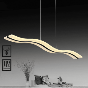 led modern wave acrylic/wood pendant light for dining room, living room