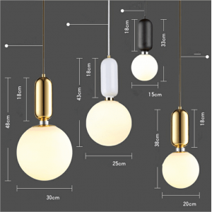 E27 metal brass base single glass globe ball Pendant light