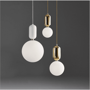 E27 metal brass base single glass globe ball Pendant light