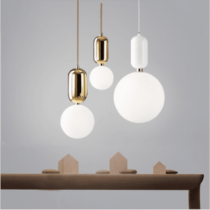 E27 metal brass base single glass globe ball Pendant light