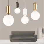 E27 metal brass base single glass globe ball Pendant light