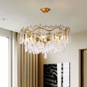 Nordic style shop art decorative teardrop shaped glass crystal chandelier lighting