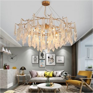 Nordic style shop art decorative teardrop shaped glass crystal chandelier lighting