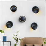 modern 360 degree Rotatable White black COB Decorative Led Wall Light