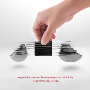 Hot sale Measuring Cups and Magnetic Measuring Spoons Set 304 Stainless Steel 5 Cups and 7 Spoons 1 Scraper