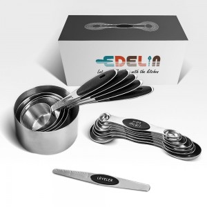 Hot sale Measuring Cups and Magnetic Measuring Spoons Set 304 Stainless Steel 5 Cups and 7 Spoons 1 Scraper