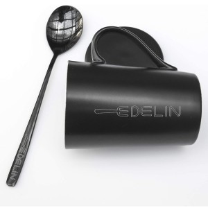 EDELIN Tea Mug with Infuser and Lid, 17 Ounces Tea Infuser Mug, Porcelain Tea Cup for Steeping, Black