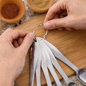 EDELIN set of 13, Kitchen Cooking Stainless Steel Suit, 6 Square Measuring Spoons, 7 Stainless Steel Measuring Cups