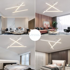 WARMHEART LED Ceiling Light, 17W Flush Mount Ceiling Light Fixture, DIY Change Shape, Modern White 3 Linear Lighting Chandelier Fixture for Living Room, Bedroom, Dining Room