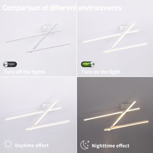 WARMHEART LED Ceiling Light, 17W Flush Mount Ceiling Light Fixture, DIY Change Shape, Modern White 3 Linear Lighting Chandelier Fixture for Living Room, Bedroom, Dining Room