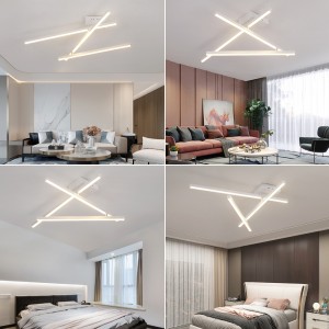 WARMHEART LED Ceiling Light, 17W Flush Mount Ceiling Light Fixture, DIY Change Shape, Modern White 3 Linear Lighting Chandelier Fixture for Living Room, Bedroom, Dining Room