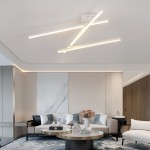 WARMHEART LED Ceiling Light, 17W Flush Mount Ceiling Light Fixture, DIY Change Shape, Modern White 3 Linear Lighting Chandelier Fixture for Living Room, Bedroom, Dining Room