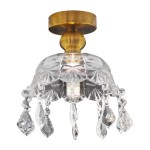WARMHEART Crystal Glass Ceiling Light Fixture, Modern Semi Flush Mount Chandelier Ceiling Lamp, Kitchen Island Light for Entryway, Hallway, Foyer, Bedroom, Laundry, Cafe, Bar, Corridor