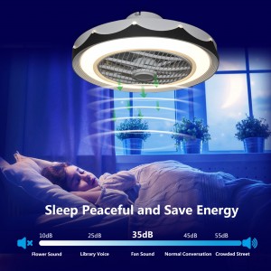 WarmHeart 20" Ceiling Fans with Lights and Remote Control Modern Enclosed Low Profile Fan with light Smart LED 72W 3-Colors 3-Level Wind Speed Dimmiable Lighting Indoor(White)