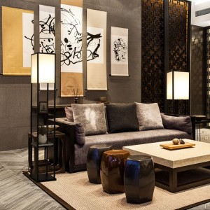 New Chinese Simple Floor Lamp Living Room Retro-Chinese Style Bookshelf Hotel Club Bedroom Floor Lamp