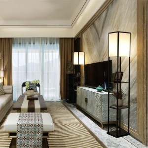 New Chinese Simple Floor Lamp Living Room Retro-Chinese Style Bookshelf Hotel Club Bedroom Floor Lamp