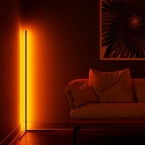 Minimalist LED aluminium floor lamp light luxury RGB color Gradual discoloration dimming bedroom scene floor lamp