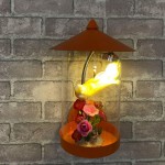 Pastoral style plants and flowers decorated with glass wall lamp