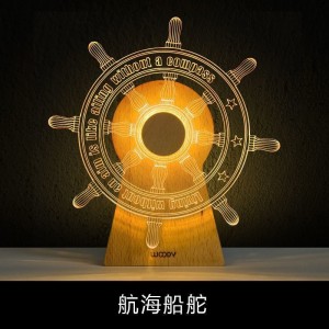 Creative Wooden Base Acrylic Customized Style Windmill Music Series Night Lamp