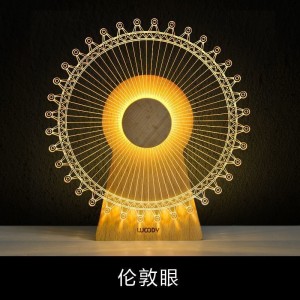 Creative Wooden Base Acrylic Customized Style Windmill Music Series Night Lamp