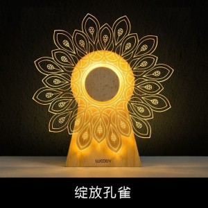 Creative Wooden Base Acrylic Customized Style Windmill Music Series Night Lamp