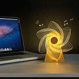 Creative Wooden Base Acrylic Customized Style Windmill Music Series Night Lamp