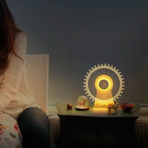 Creative Wooden Base Acrylic Customized Style Windmill Music Series Night Lamp