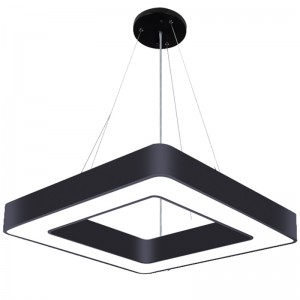Square right angle round corner rectangle simple black white office Chandelier