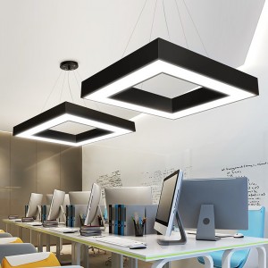 Square right angle round corner rectangle simple black white office Chandelier