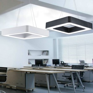 Square right angle round corner rectangle simple black white office Chandelier