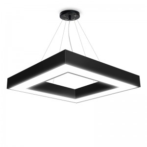 Square right angle round corner rectangle simple black white office Chandelier