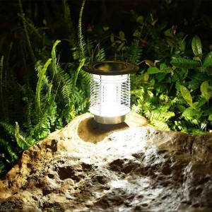 Stainless steel solar illumination mosquito control dual-purpose light induction outdoor camping lamp lawn lamp